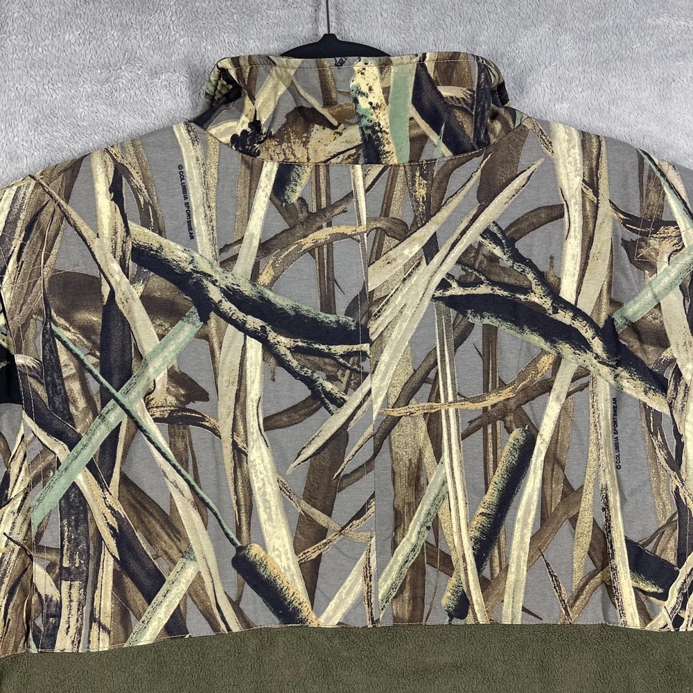 Columbia Fleece Pullover Mens XL Green DH Marsh Camo Quarter Zip - Picture 9 of 9